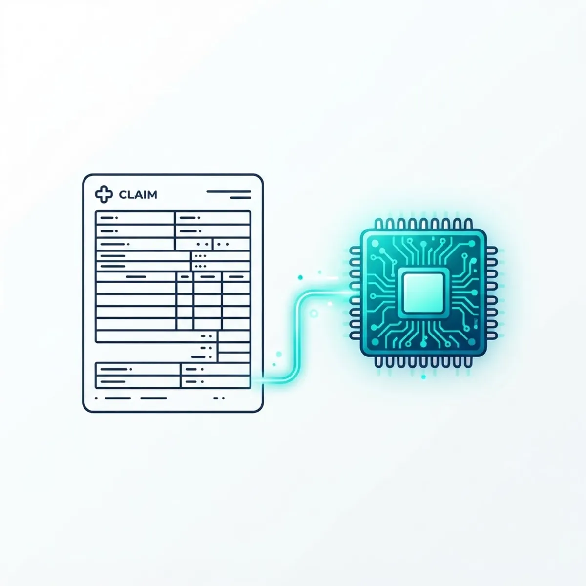 Artificial intelligence CPT codes explained with a claim form and processor