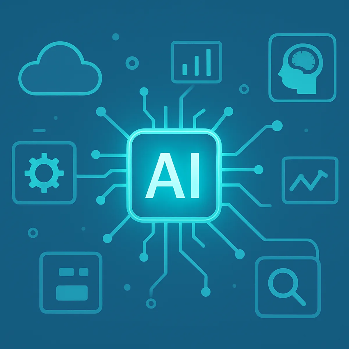 Artificial intelligence playbook overview with connected data icons