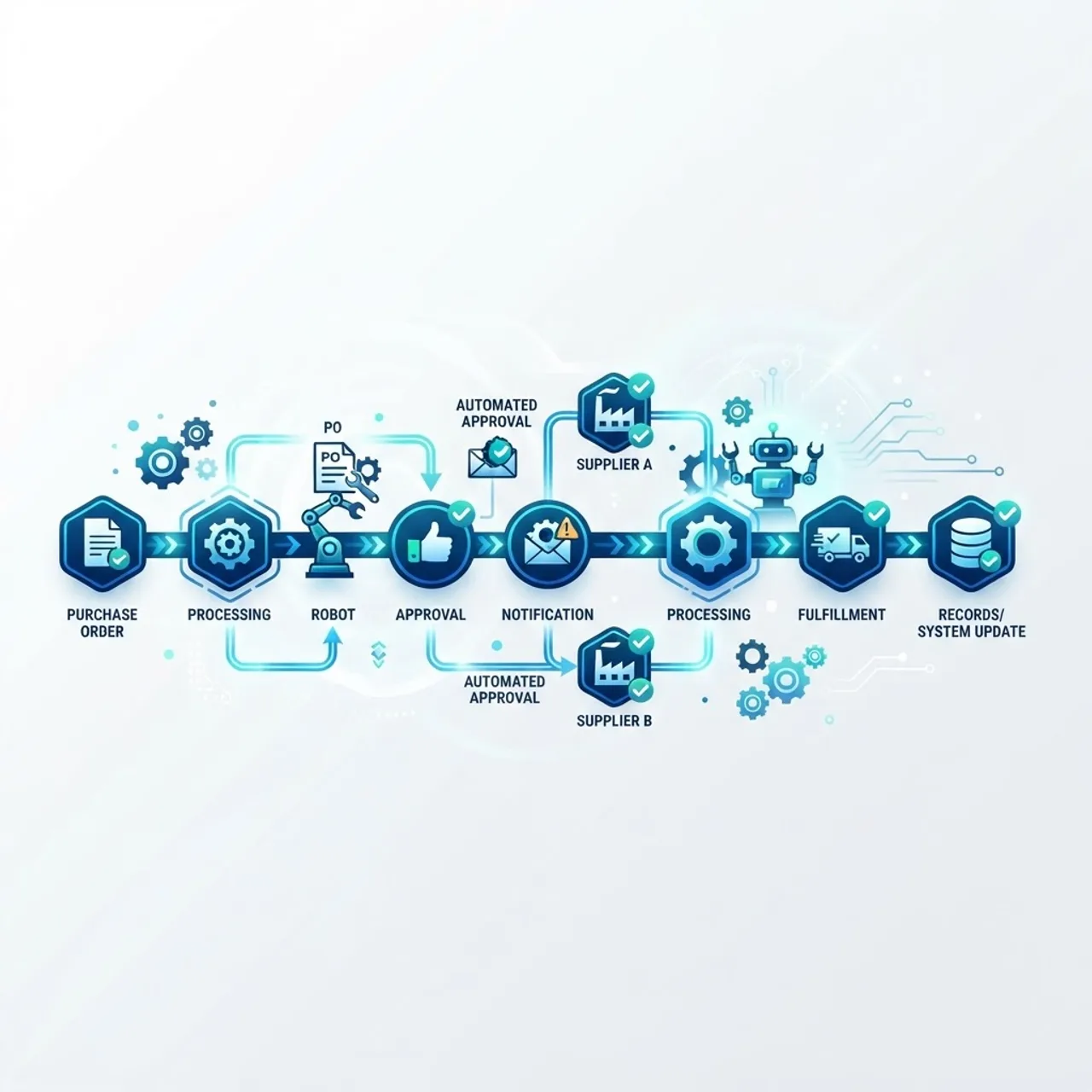Automated supplier workflow collaboration illustration