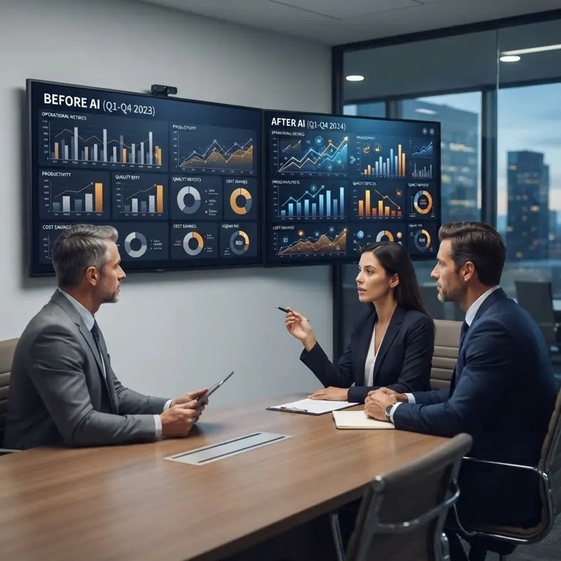 Business leaders measuring AI ROI