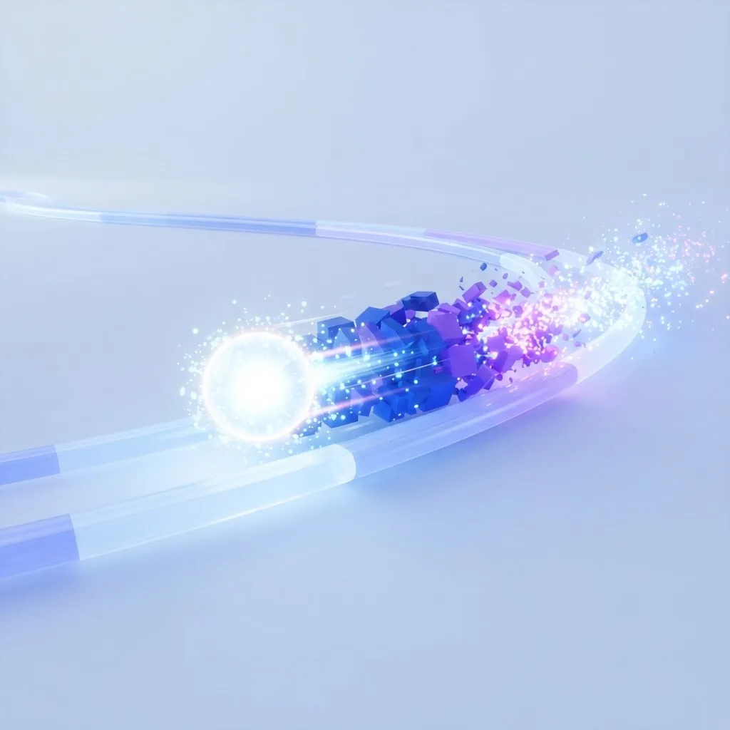 Lightweight glowing orb accelerating along a curved track