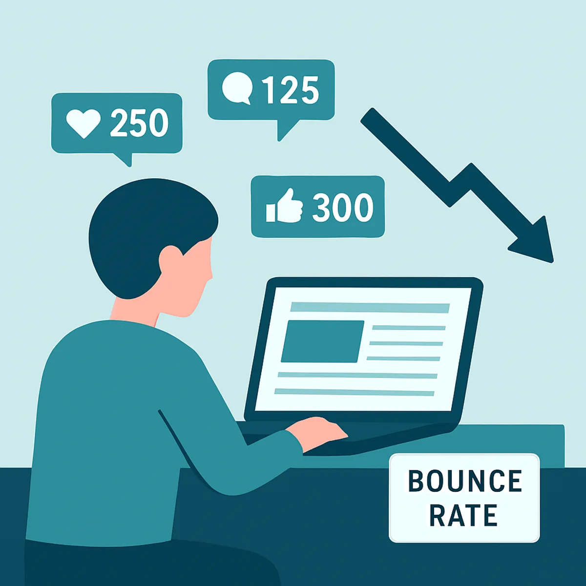 Person reviewing blog engagement metrics on a laptop