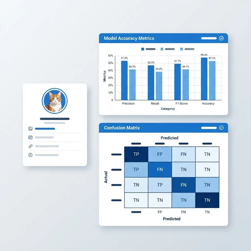 Cat breed recognition accuracy metrics dashboard