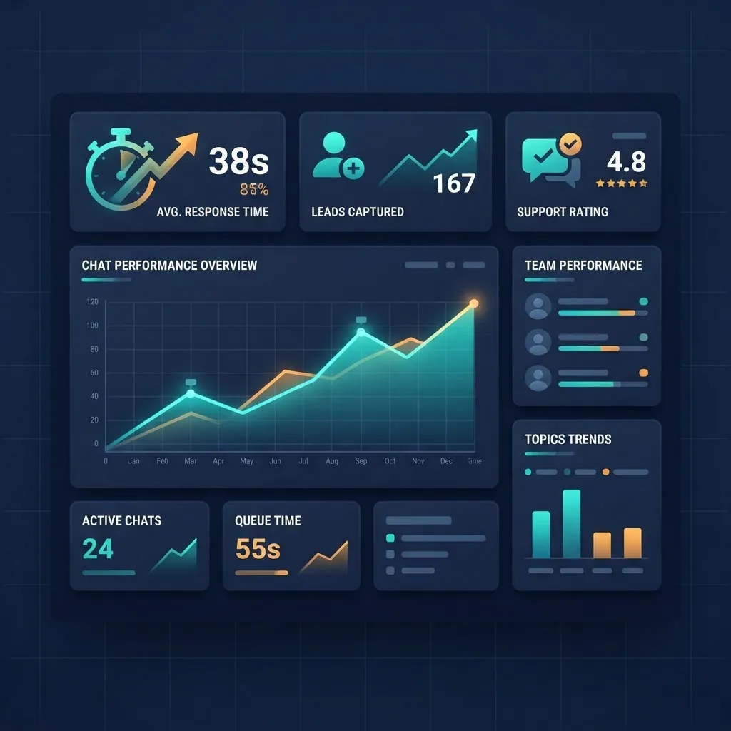 Chatbot response time and lead capture dashboard