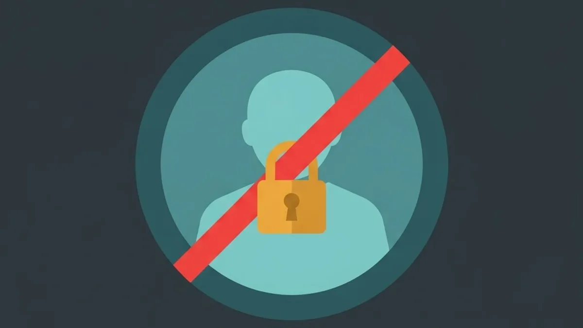 Suspended user account illustration with a padlock and warning slash