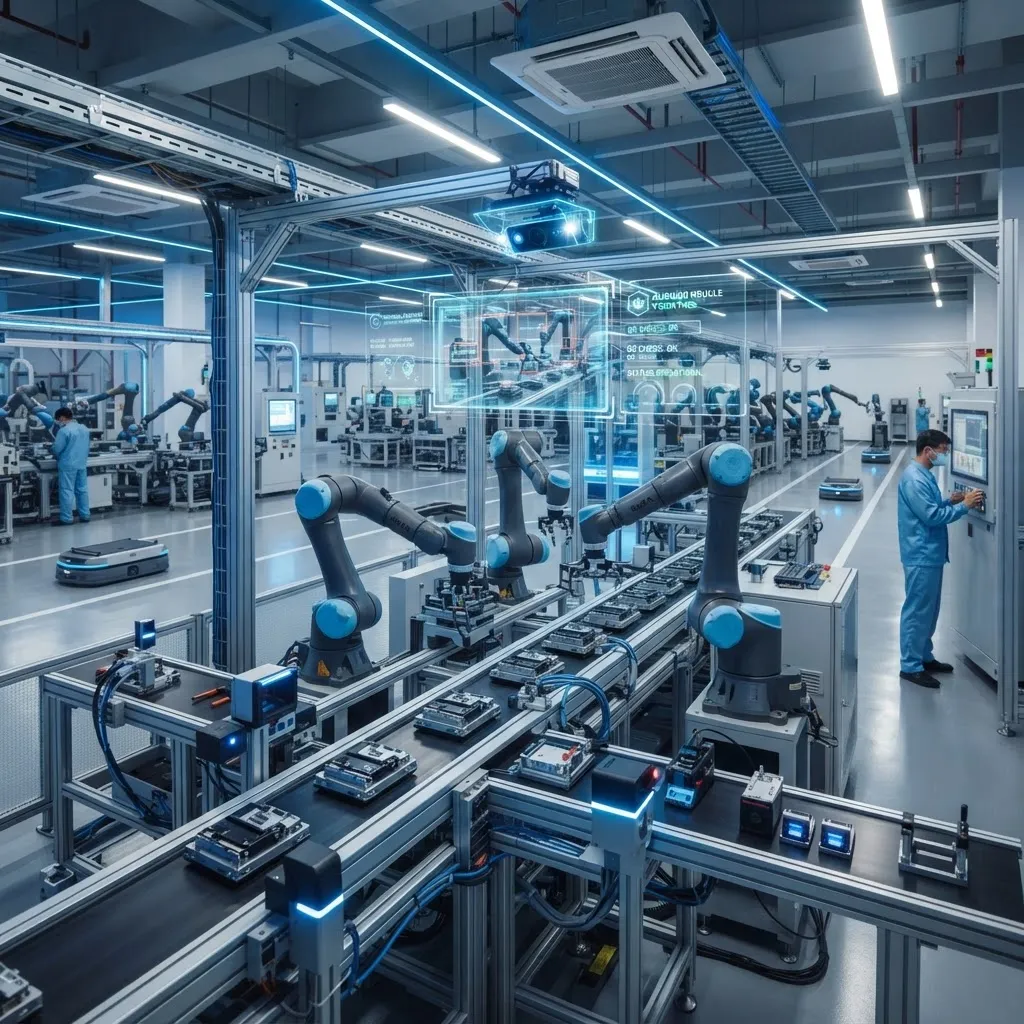 Advanced manufacturing robotics on a Chinese factory line