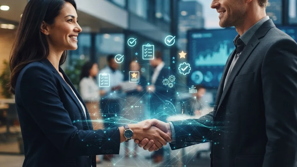 Choosing the right AI services partner in Nashville with a business handshake