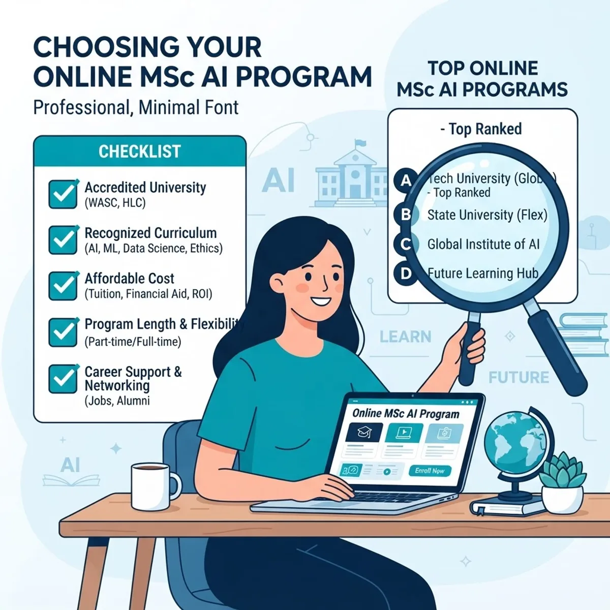 Checklist for choosing an online MSc AI program
