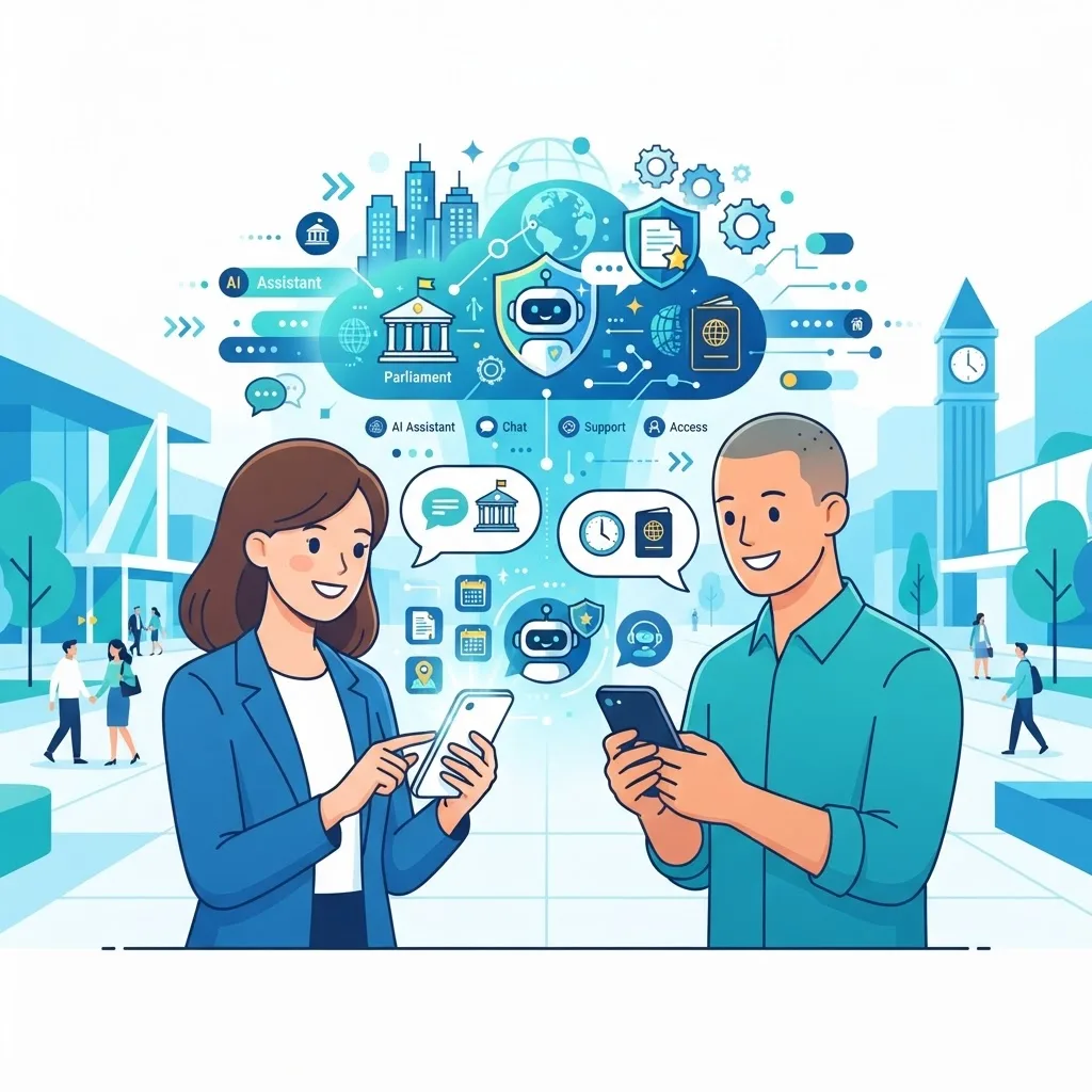 Citizen using a smartphone to access a government AI assistant