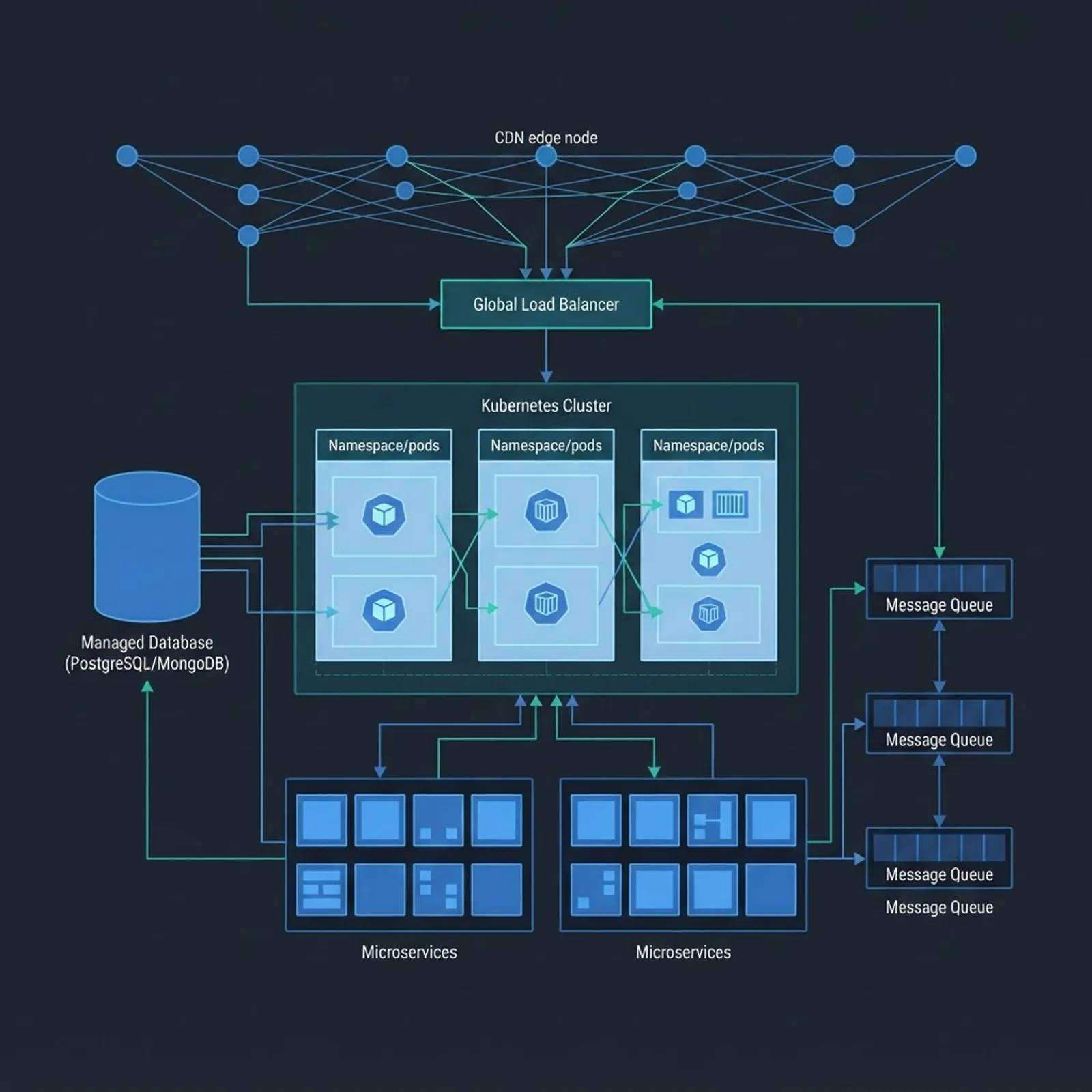 Cloud native architecture blueprint with containers and managed services