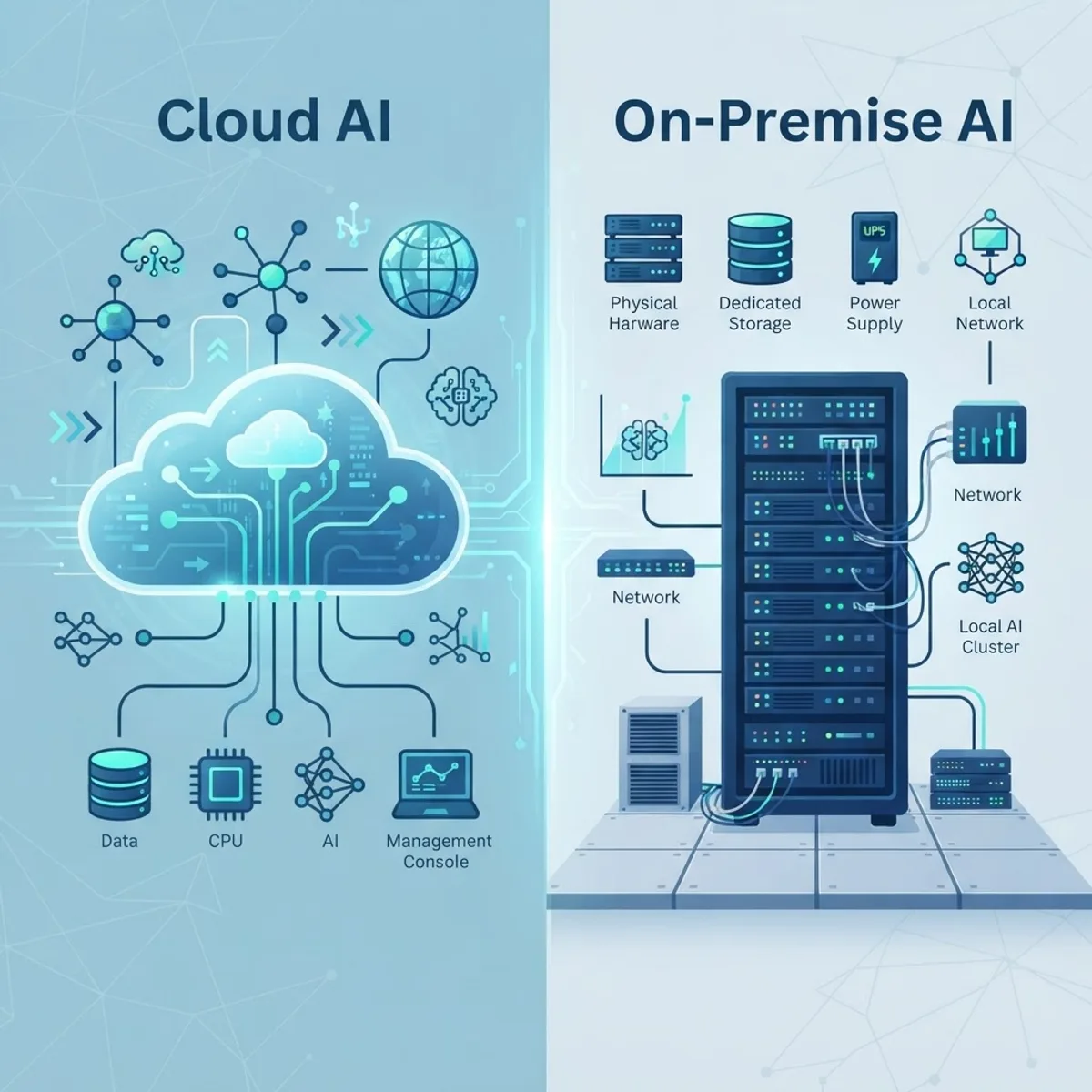 Cloud versus on-premise AI infrastructure comparison
