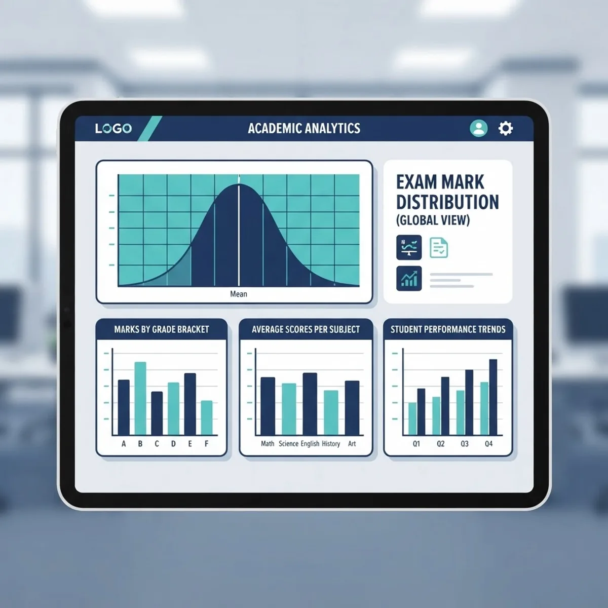 Bell curve and bar charts showing distribution of Computer Science ATAR exam marks