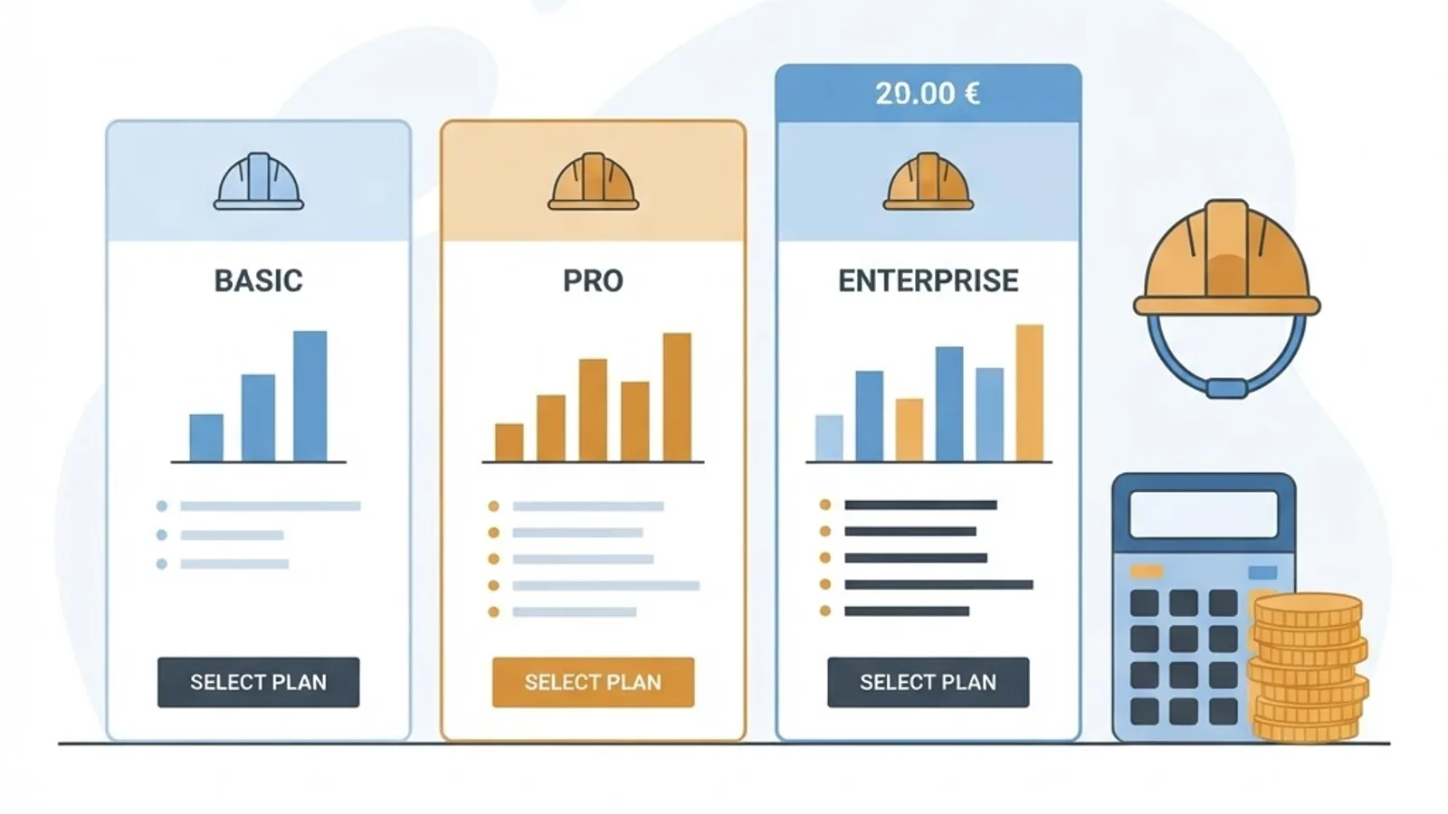 Construction dispatch software pricing plan comparison illustration