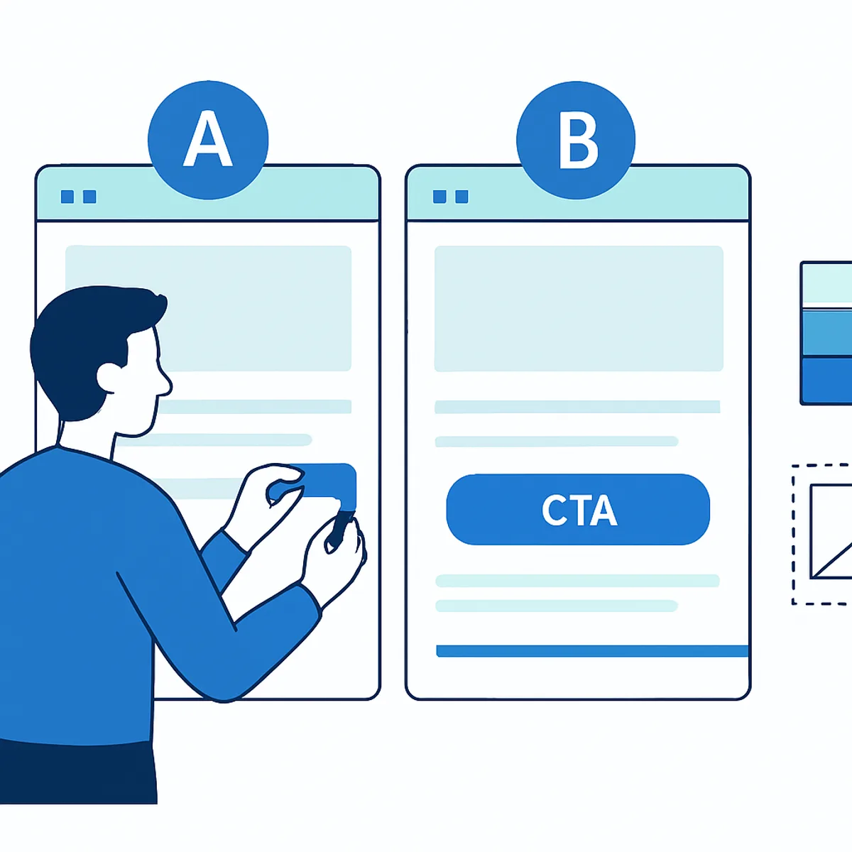 Designer testing call to action button color and placement variants
