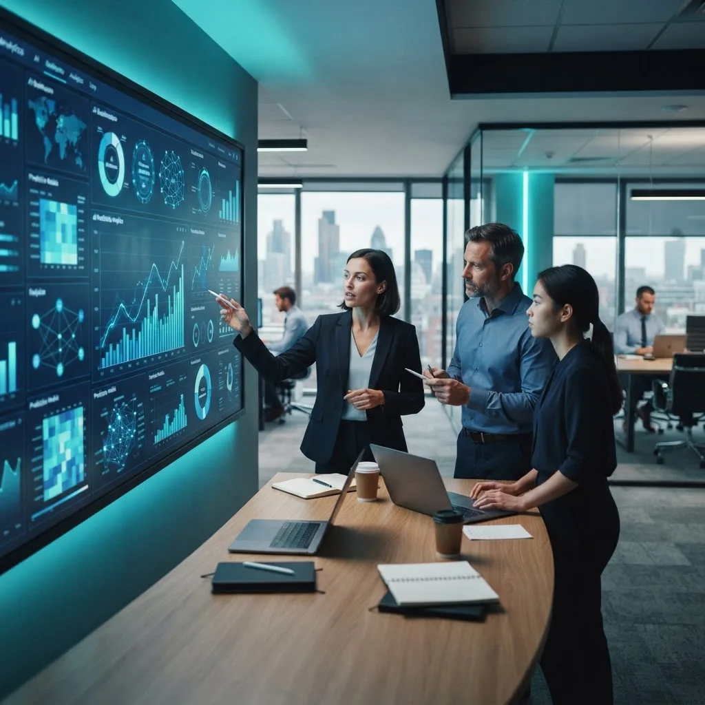 Business teams using deep intelligence dashboards and analytics
