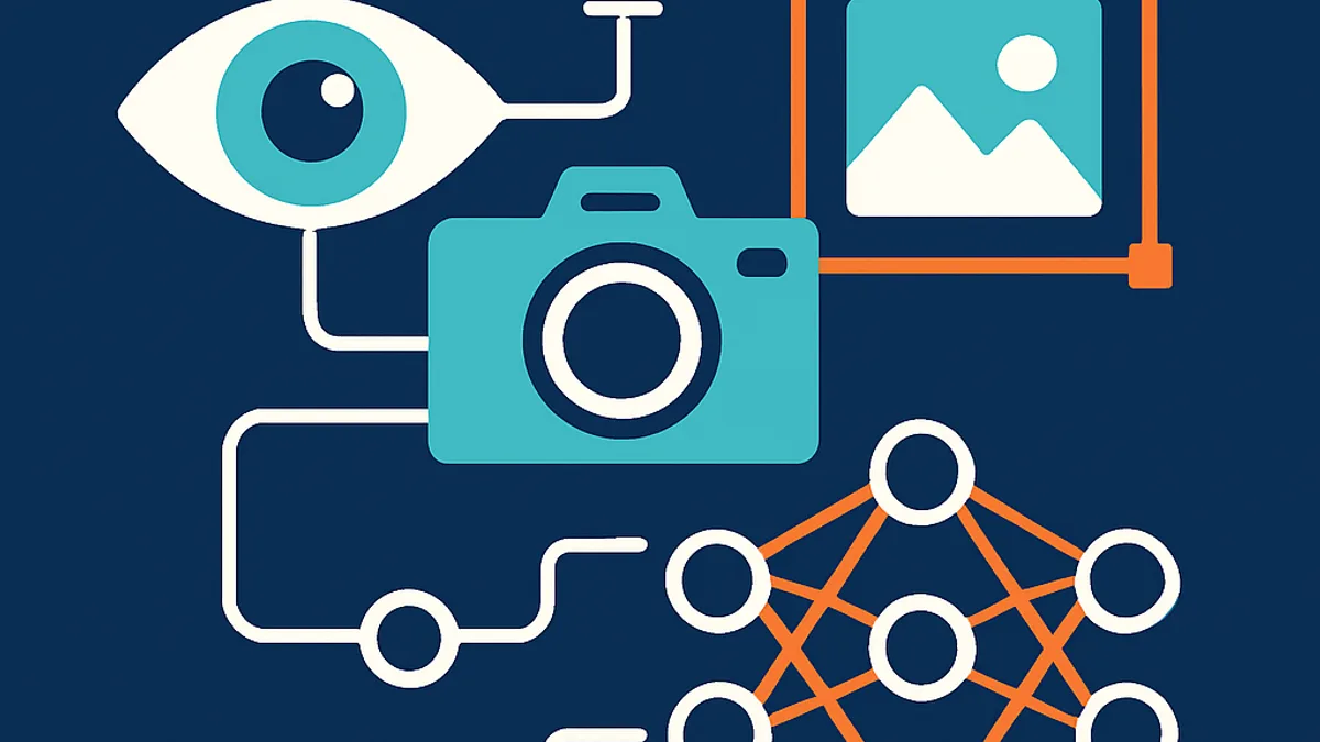 Computer vision and deep learning image recognition illustration