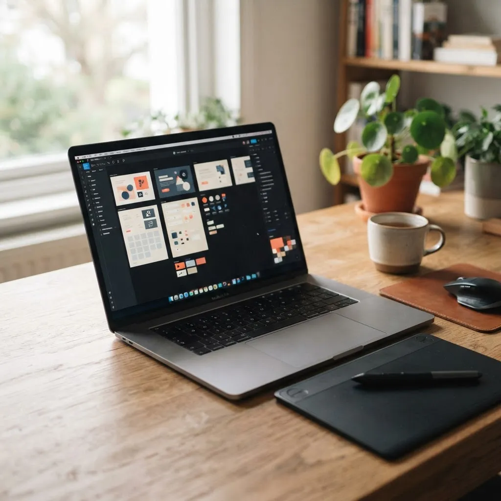 Modern design software and tools on a designer workspace