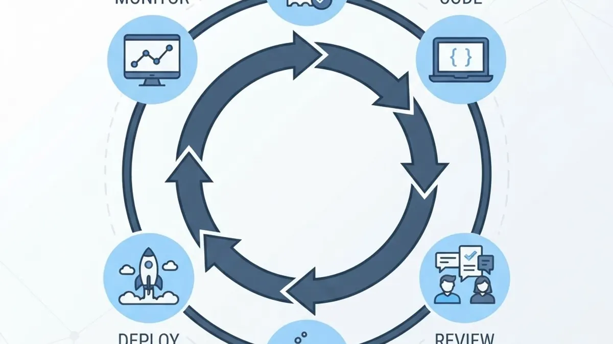 Developer daily workflow loop diagram
