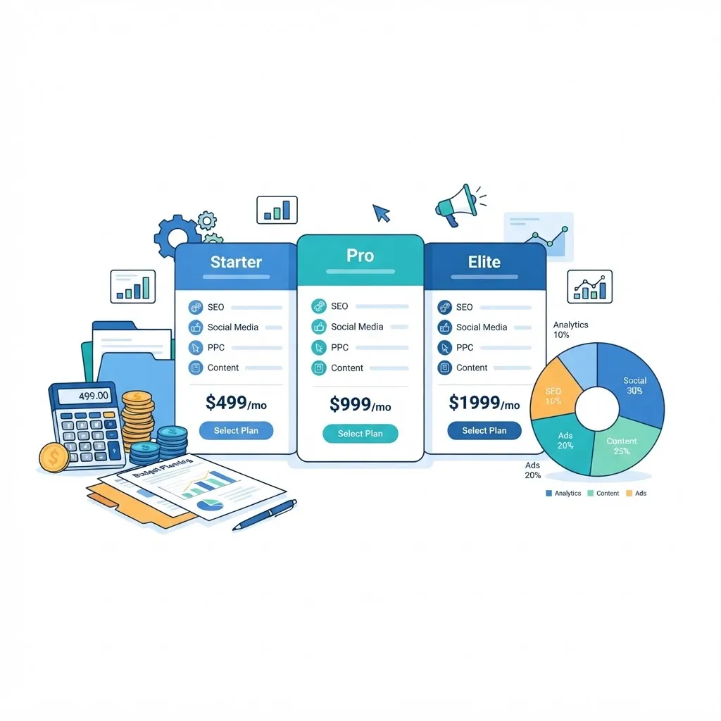 Three pricing tiers compared with coins and cost analysis on a tablet