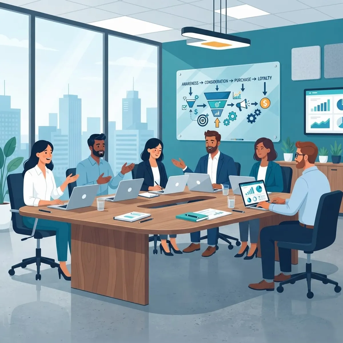 Digital marketing agency team collaborating in a strategy meeting