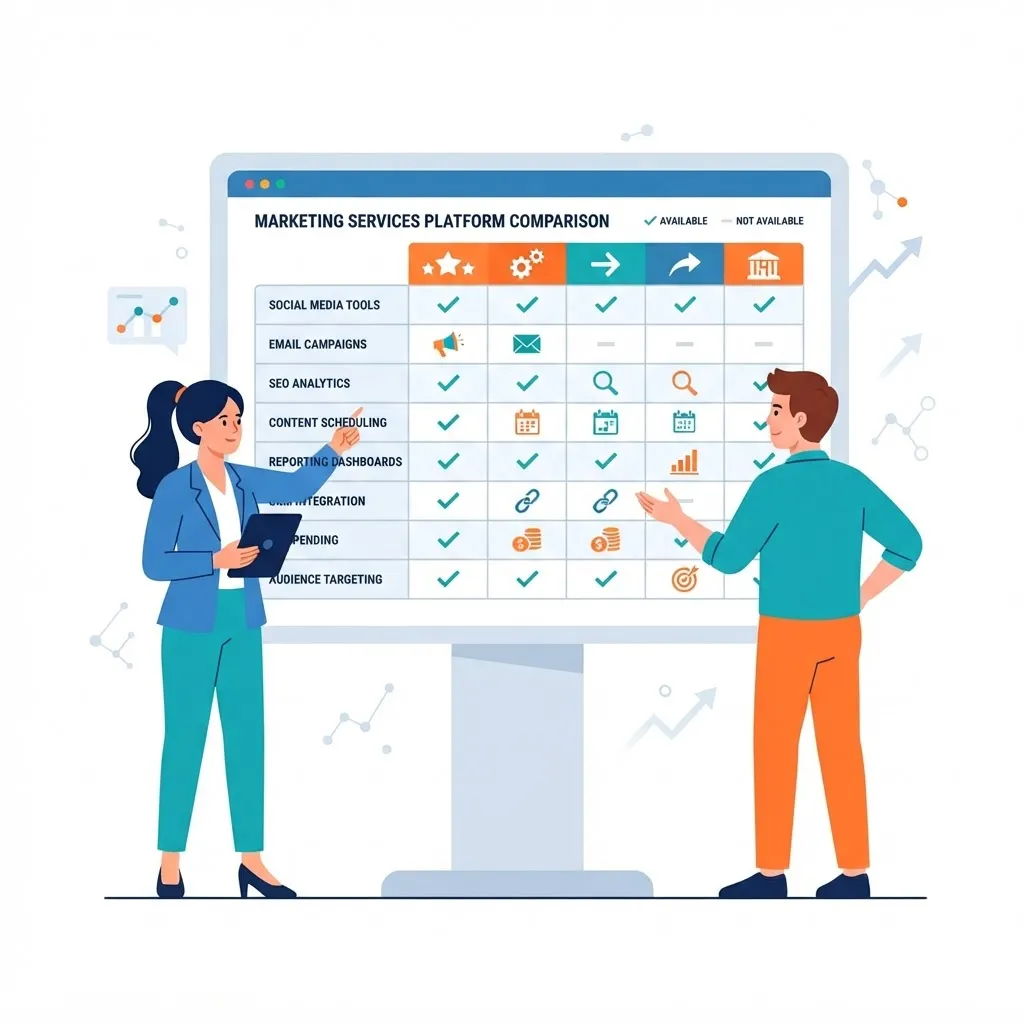 Digital marketing consultant taxonomy comparison table illustration