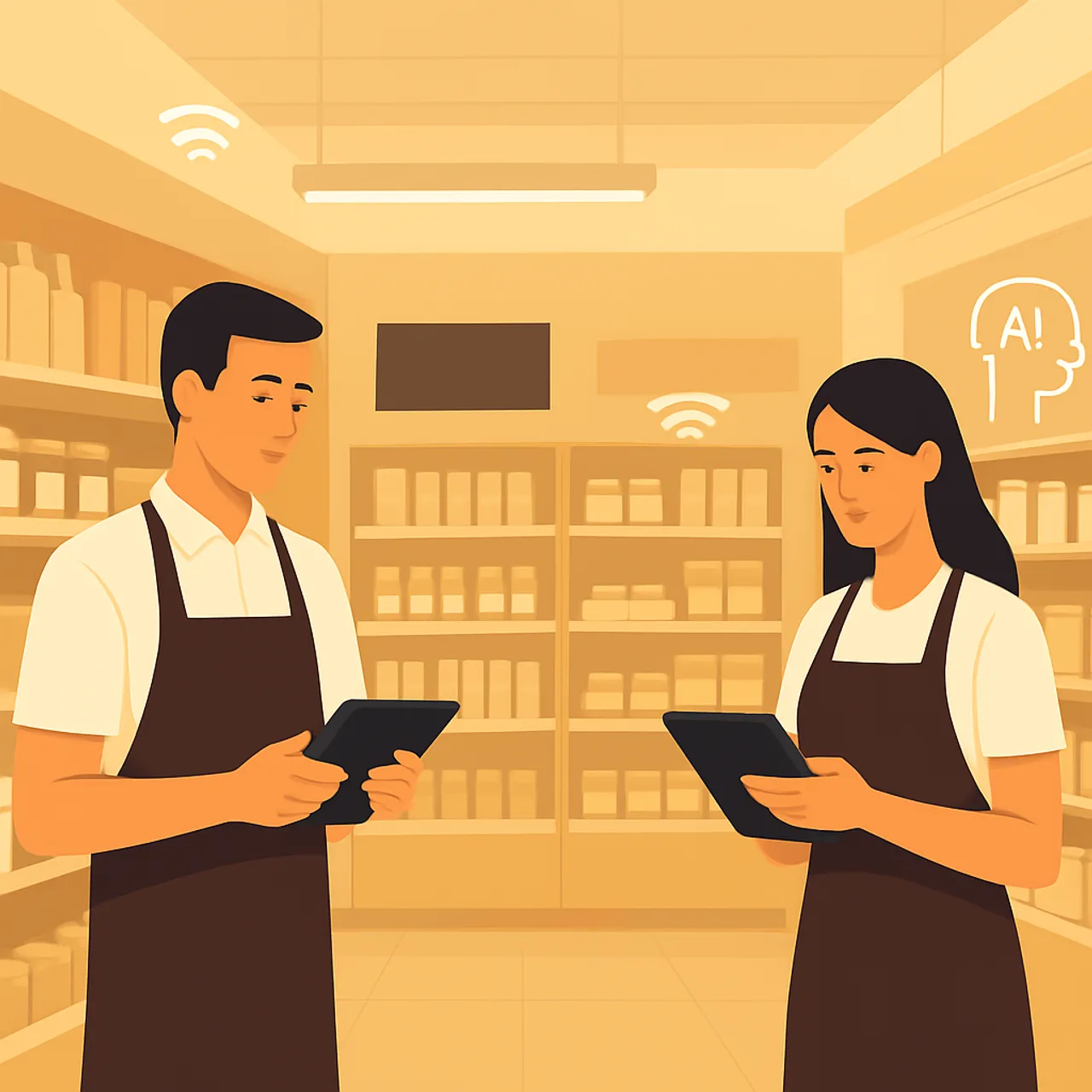 Automated discount store interior with AI sensors