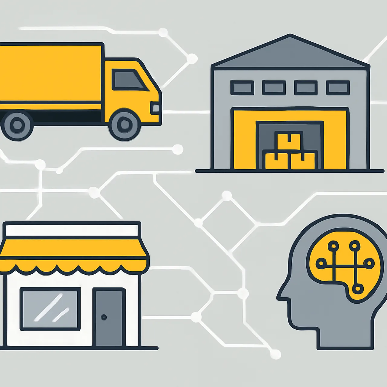 AI optimized retail supply chain with delivery routes
