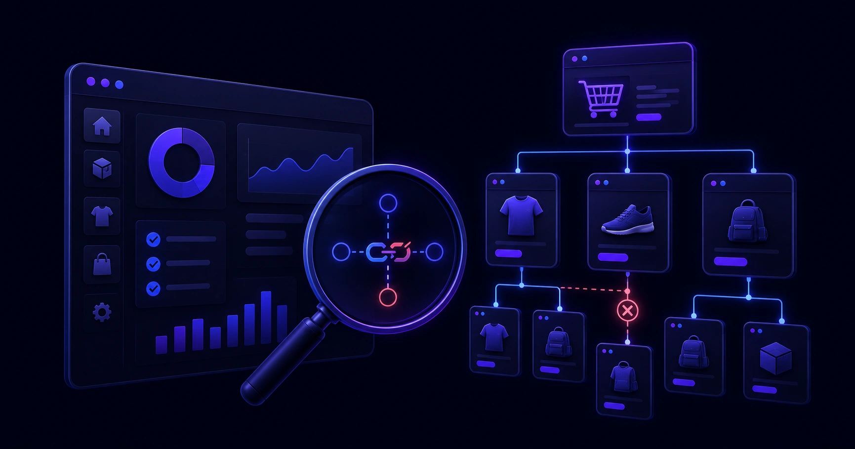 Ecommerce site audit showing internal link gaps and orphan pages