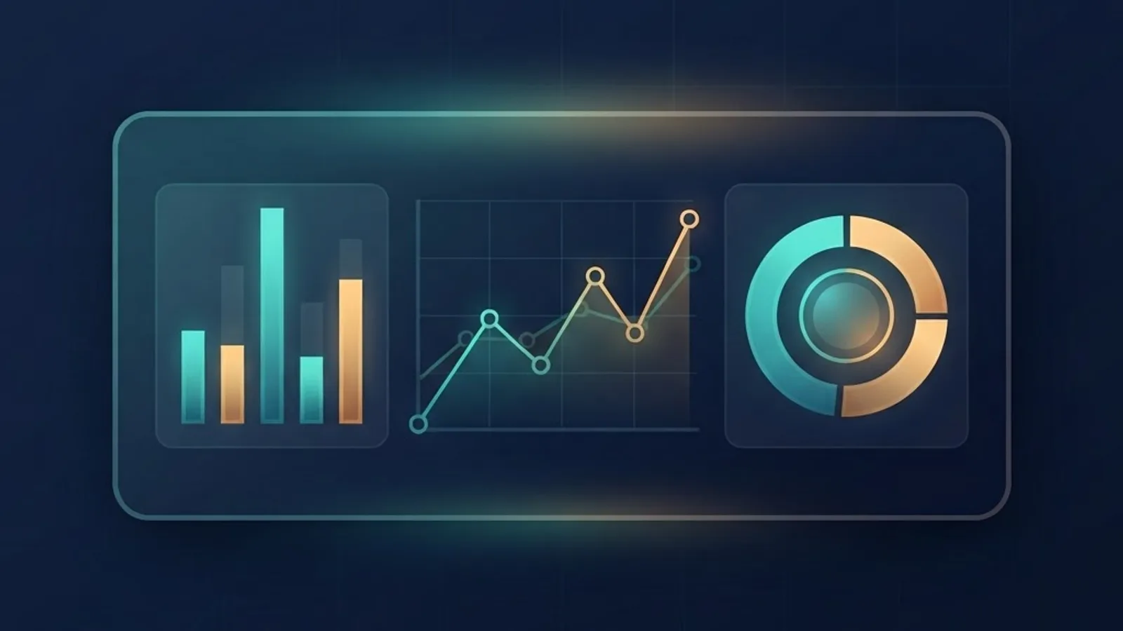 Analytics reporting panel with charts and trend lines