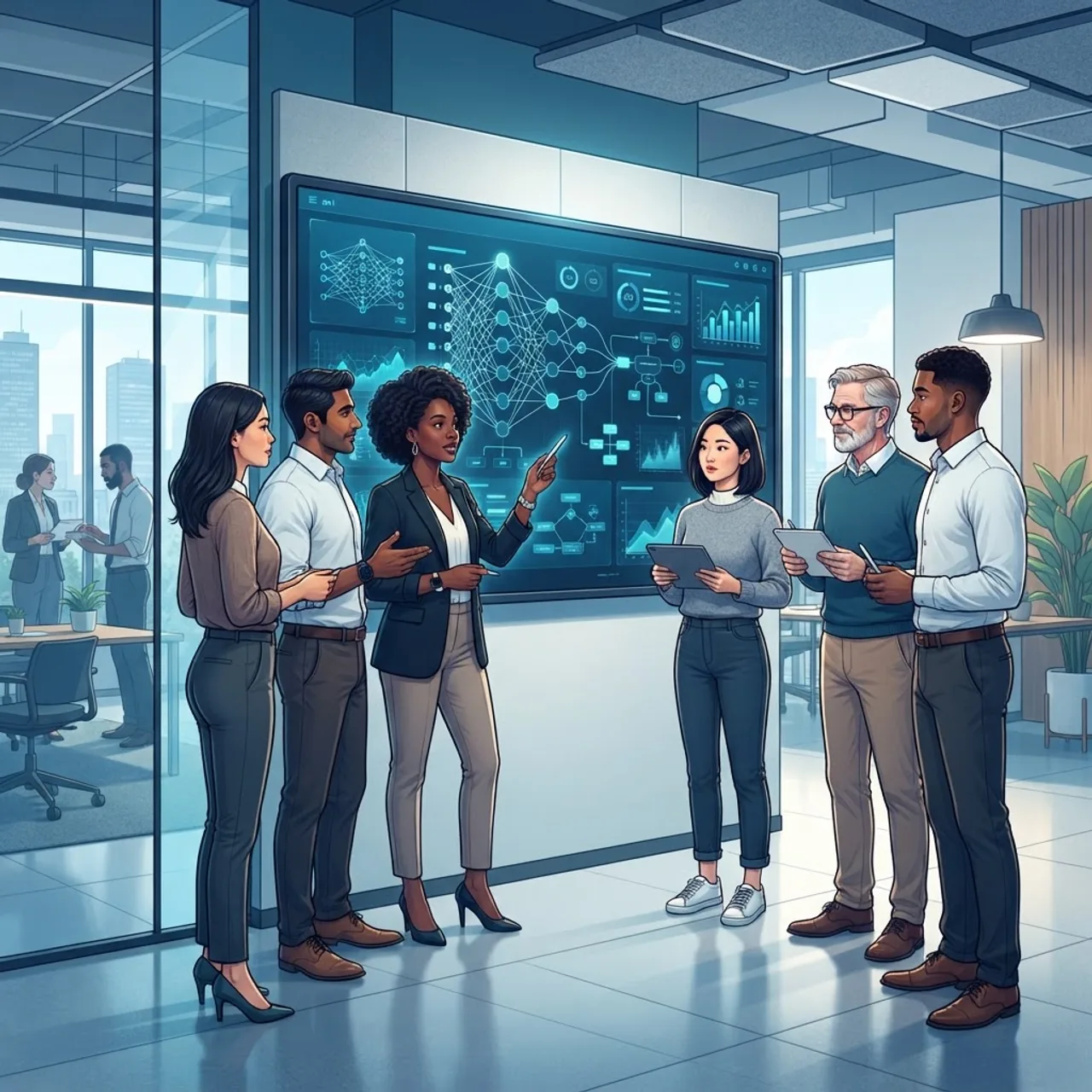 Enterprise AI consulting team collaborating on integration