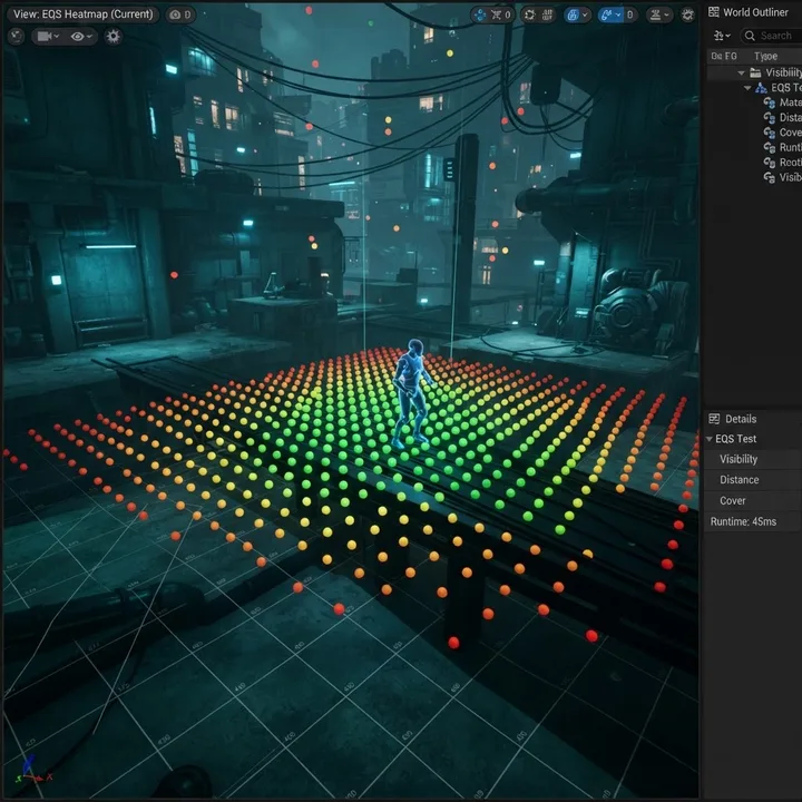Environment Query System scoring points around an AI agent