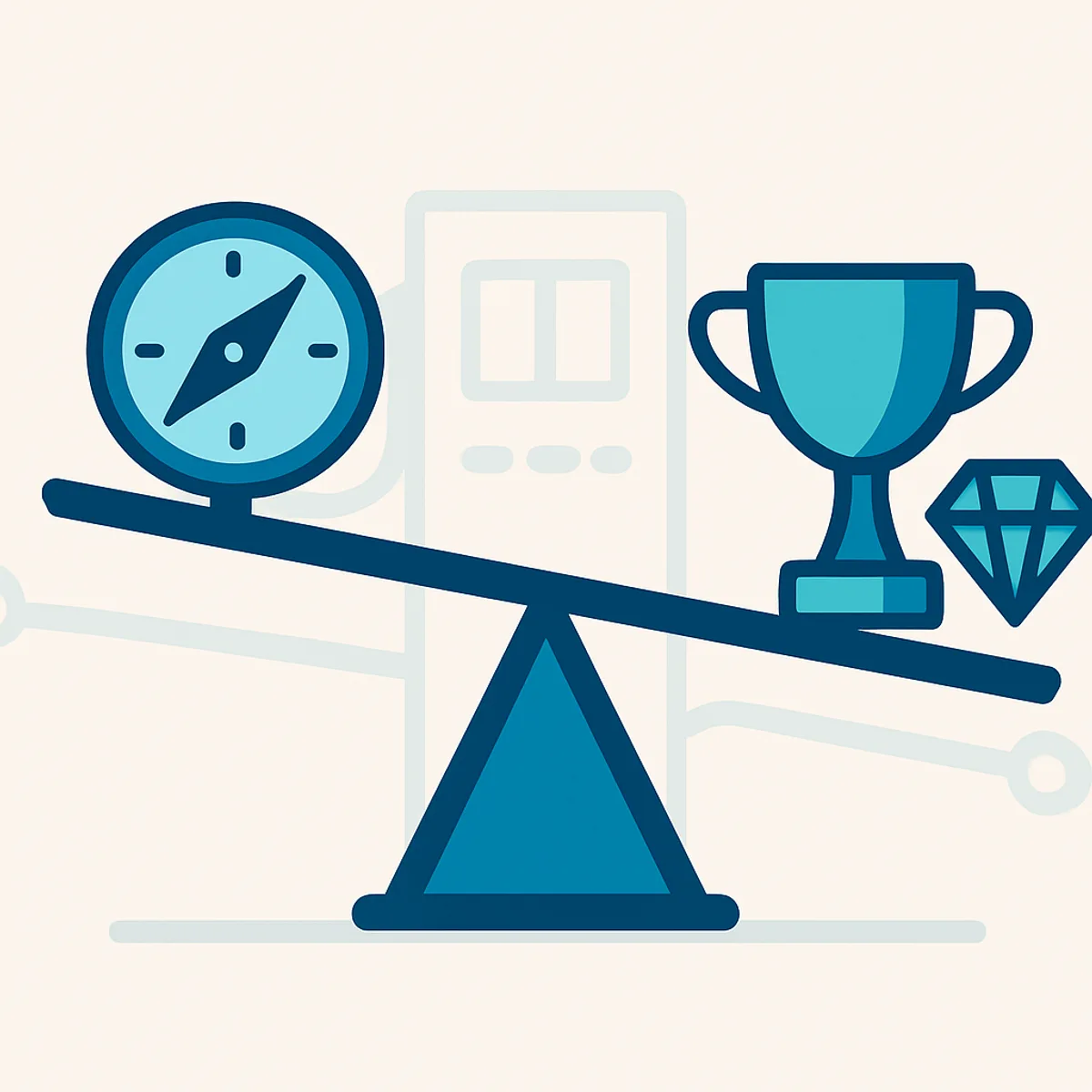 Balance scale illustrating the explore versus exploit tradeoff