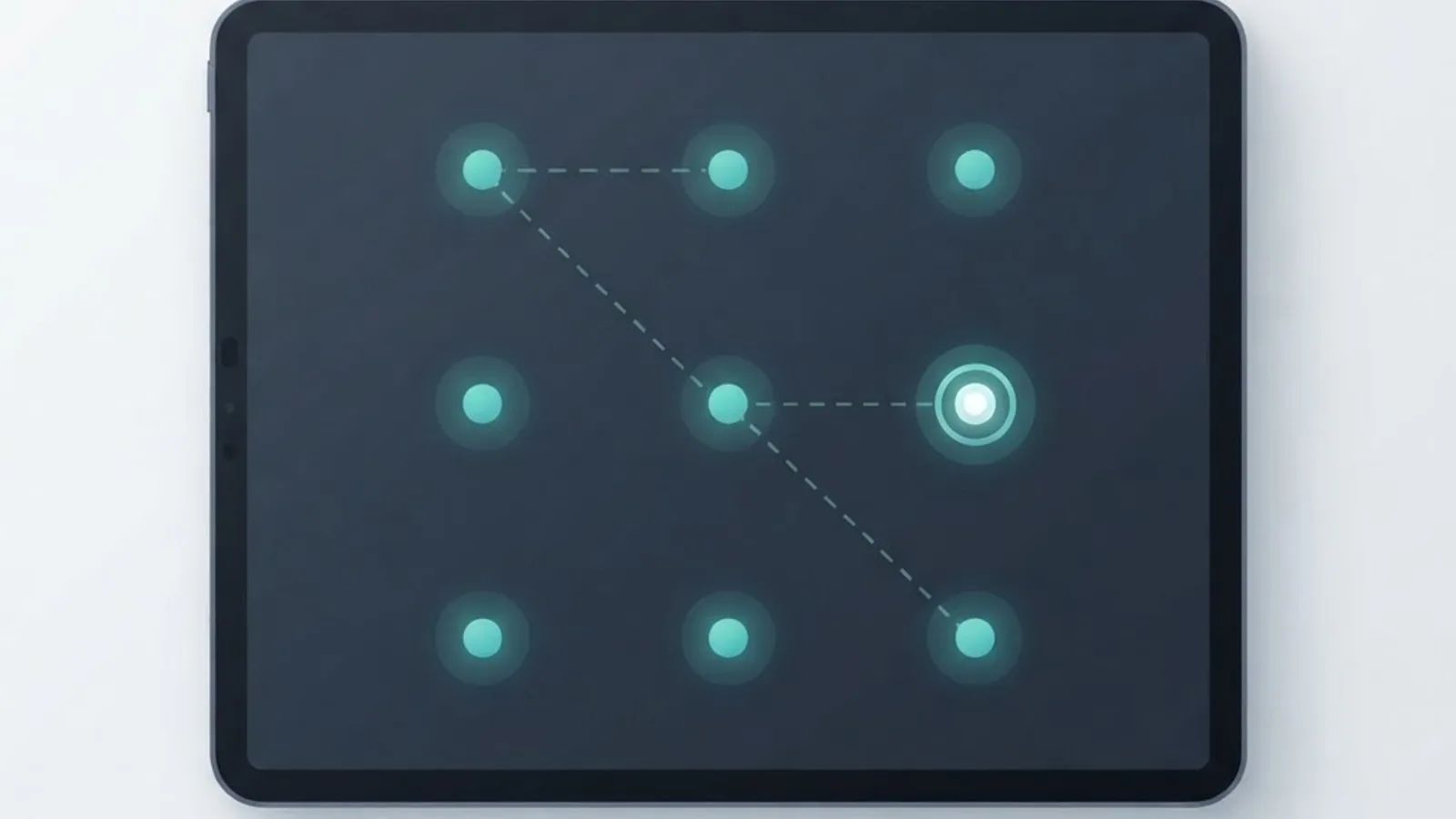 Nine point calibration grid displayed on a tablet screen