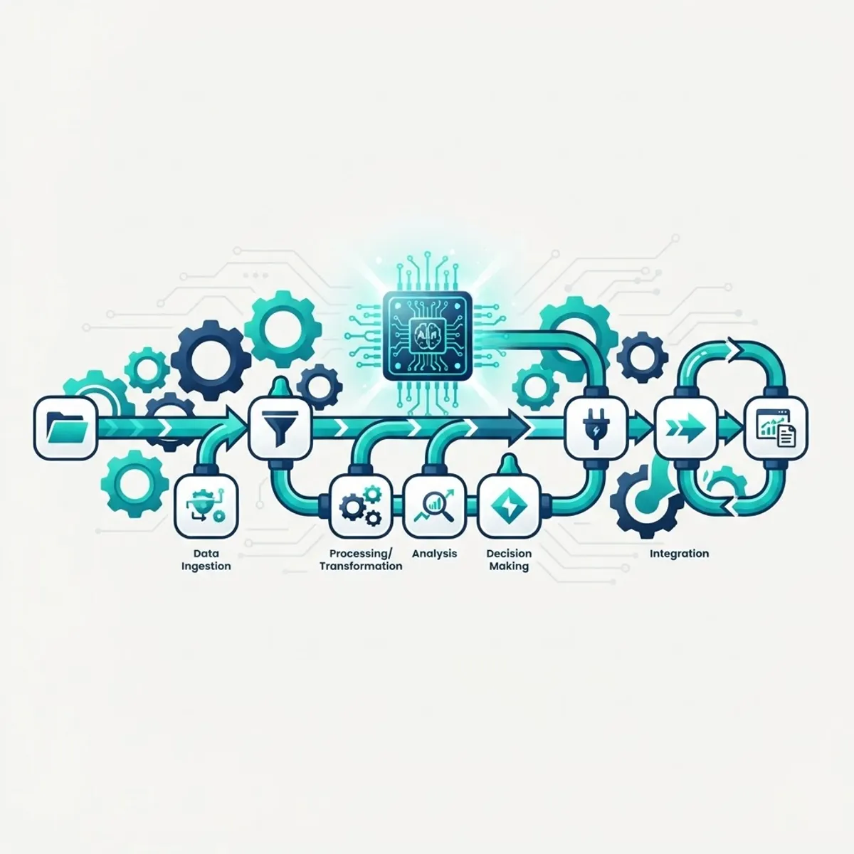 Functional AI workflow automation pipeline illustration