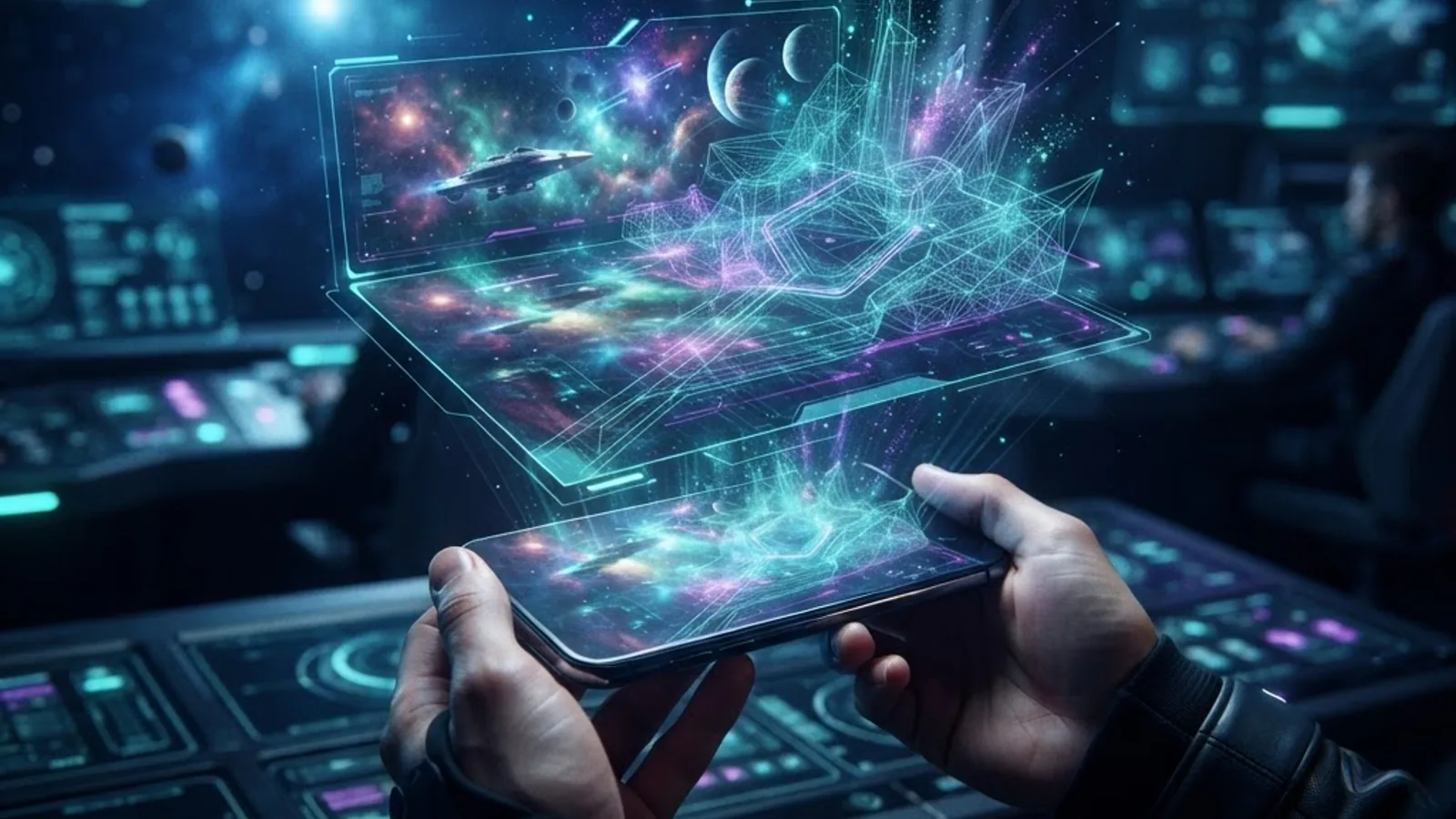 Futuristic holographic AI image generation concept