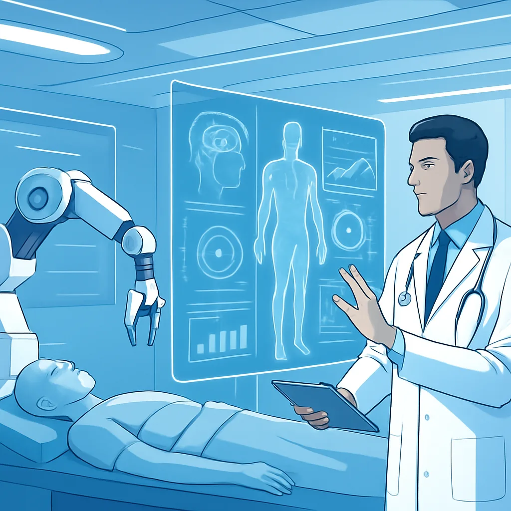 The future of AI in medicine with predictive analytics and robotic assistance