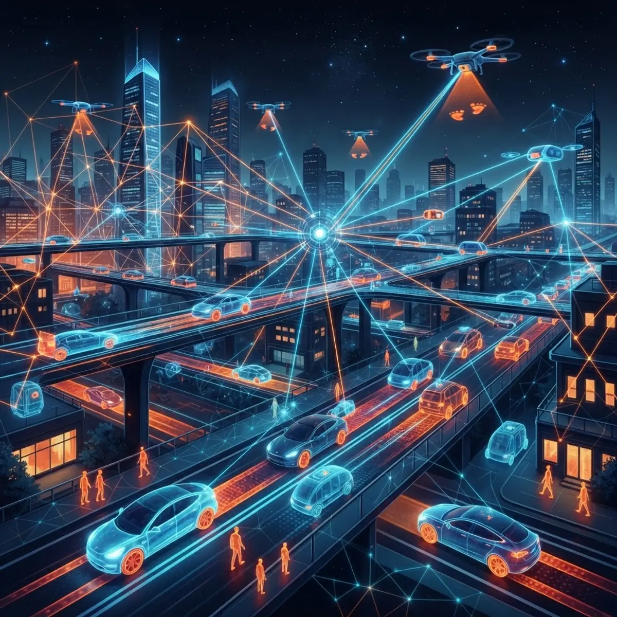 Futuristic smart city using AI thermal sensing and autonomous vehicles