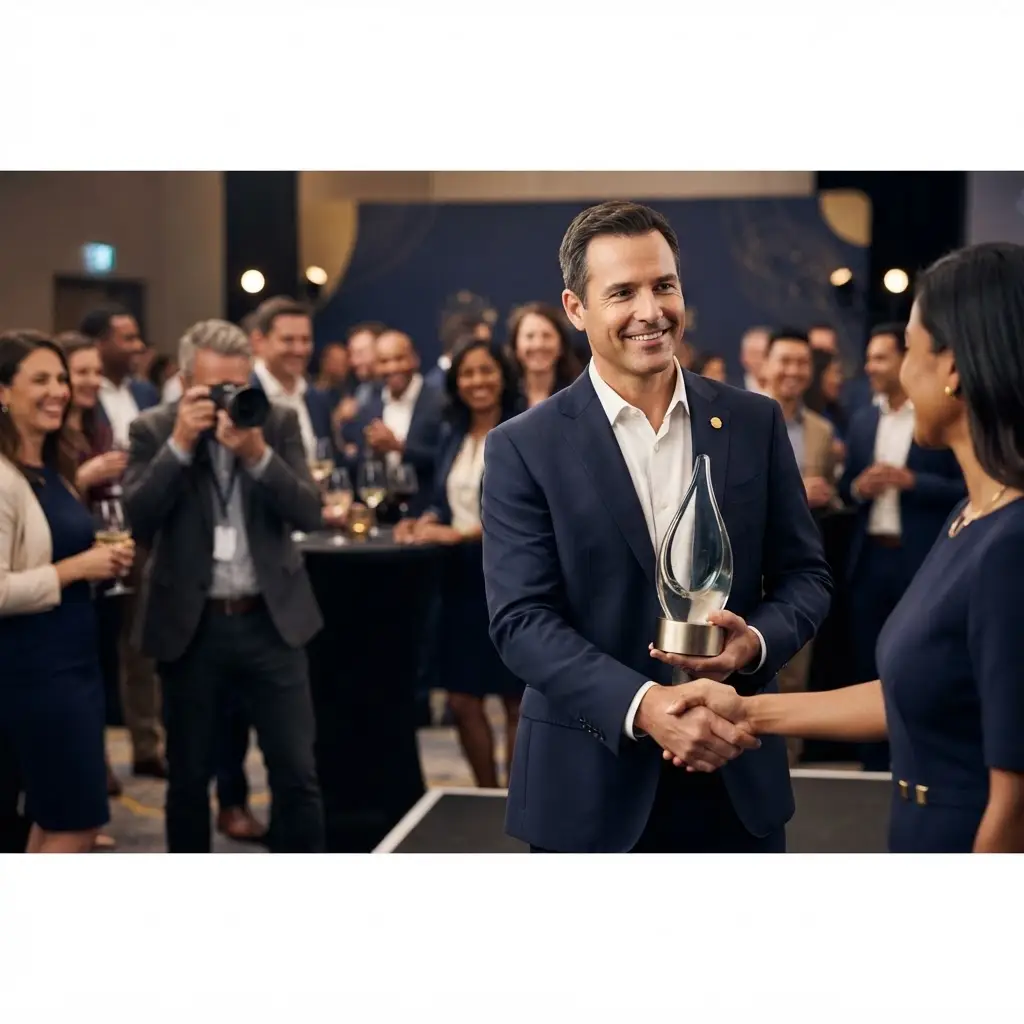 Business team activating credible AI award recognition