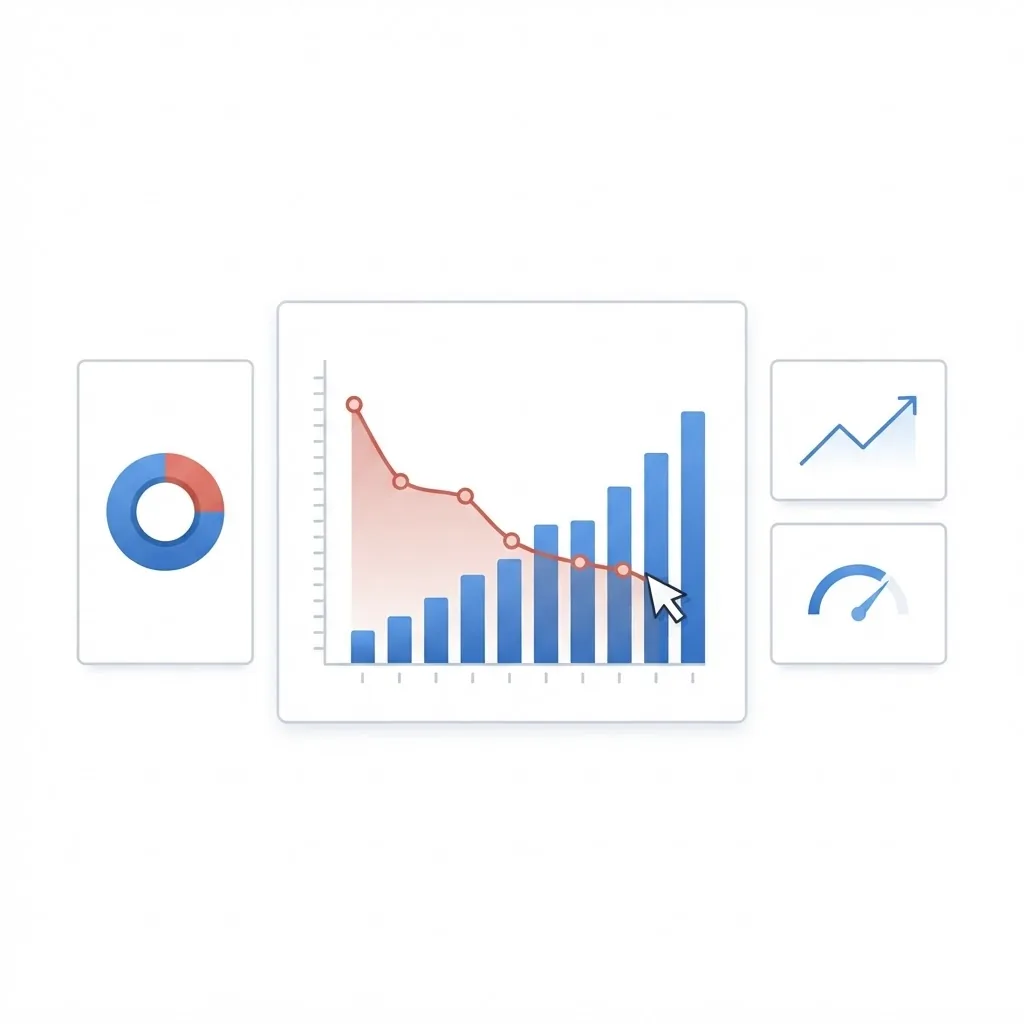 Analytics chart showing impressions rising while click-through rate declines