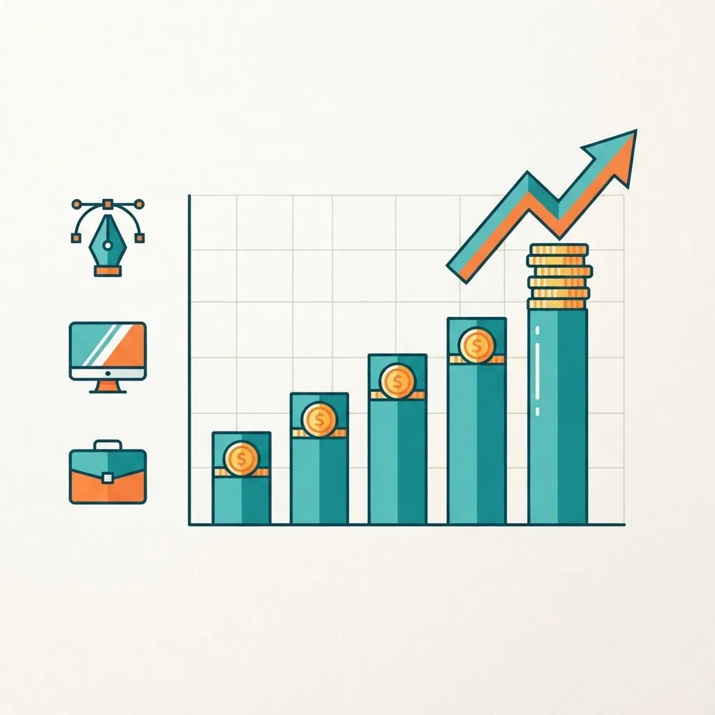 Salary growth comparison chart for graphic design careers