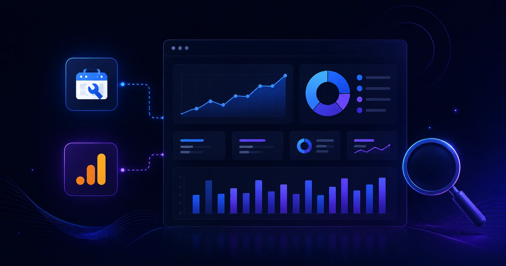 Google Search Console and Google Analytics dashboard overview