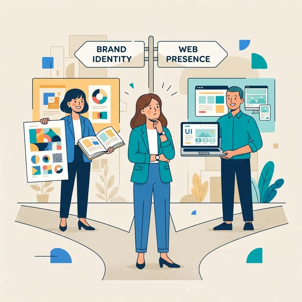 Business owner choosing between hiring a graphic designer and a web designer