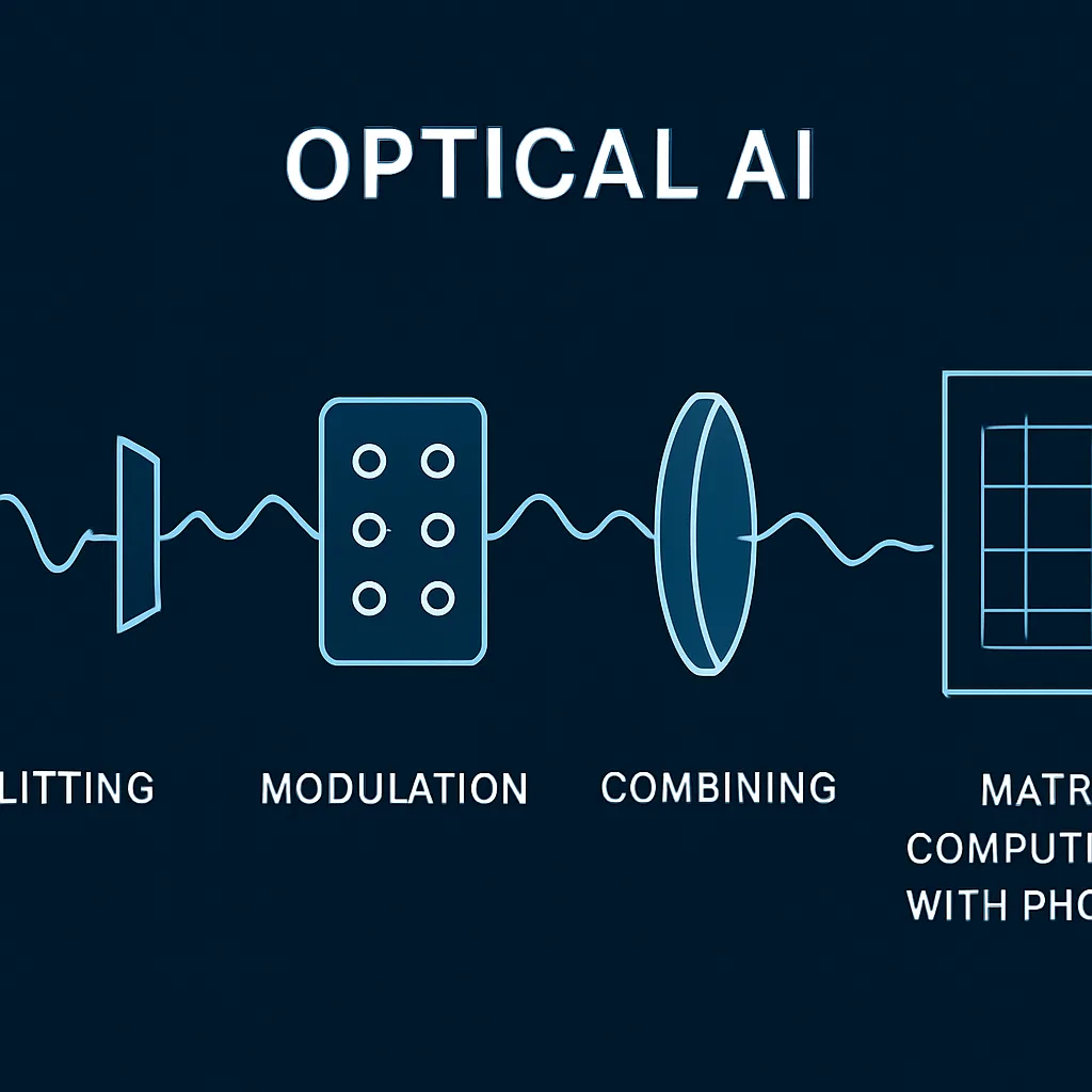 Diagram showing how optical AI works with light waves