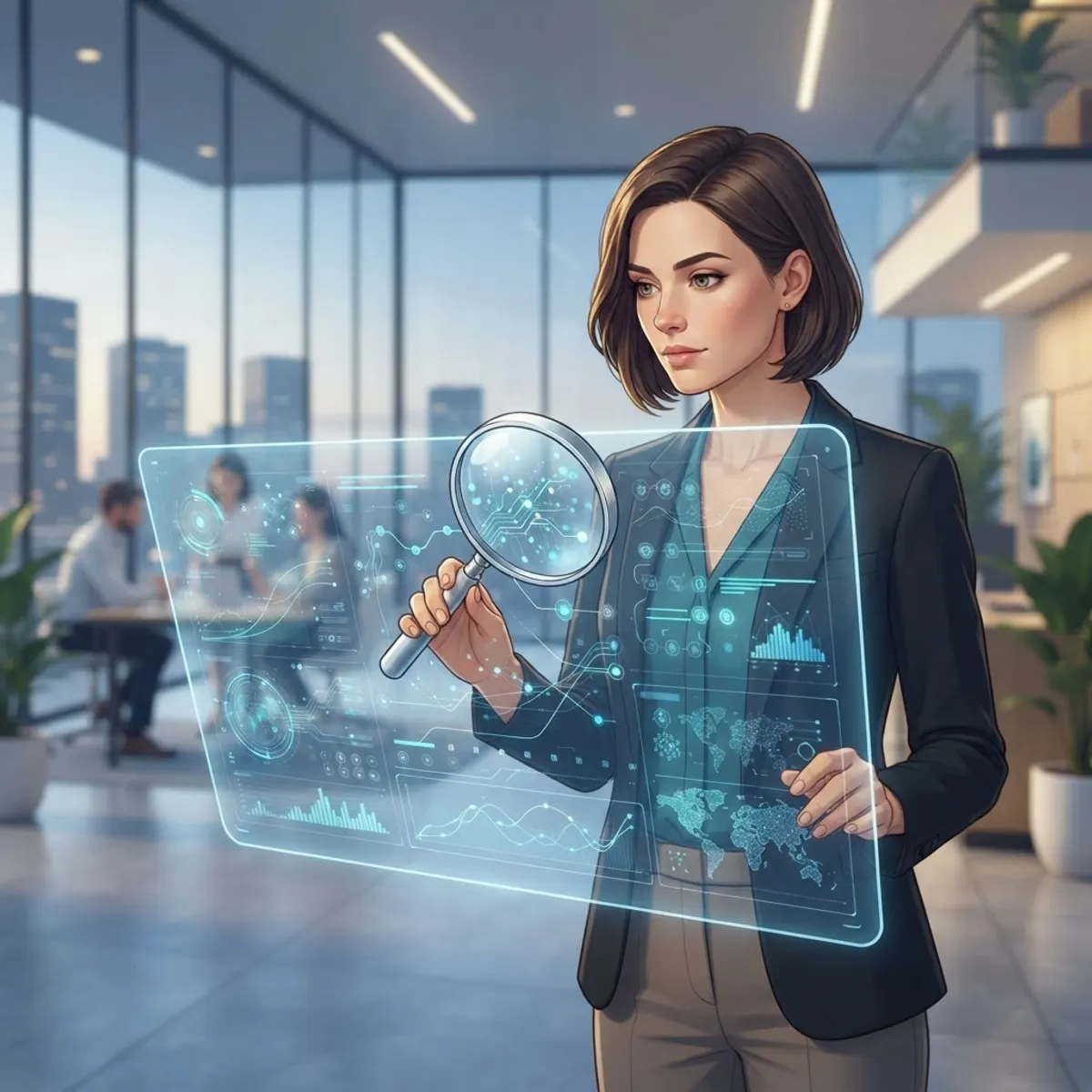 Illustration of human oversight reviewing AI outputs on a transparent dashboard