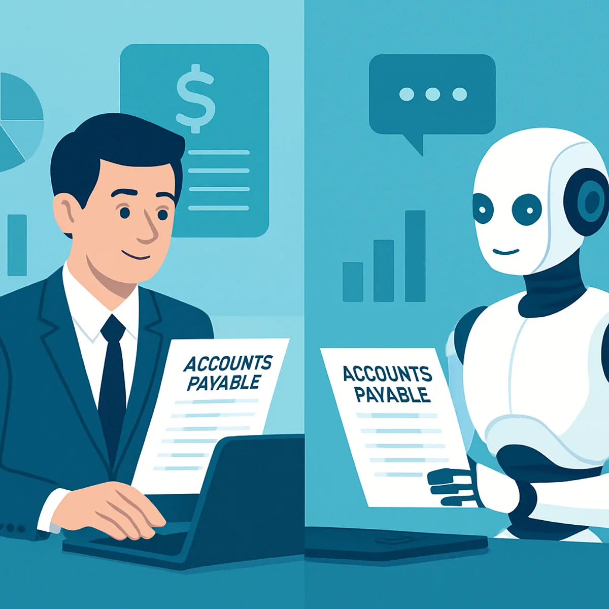 Comparison of human and AI accounts payable work