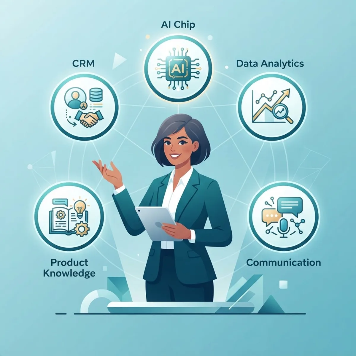 In-demand AI sales skills illustration