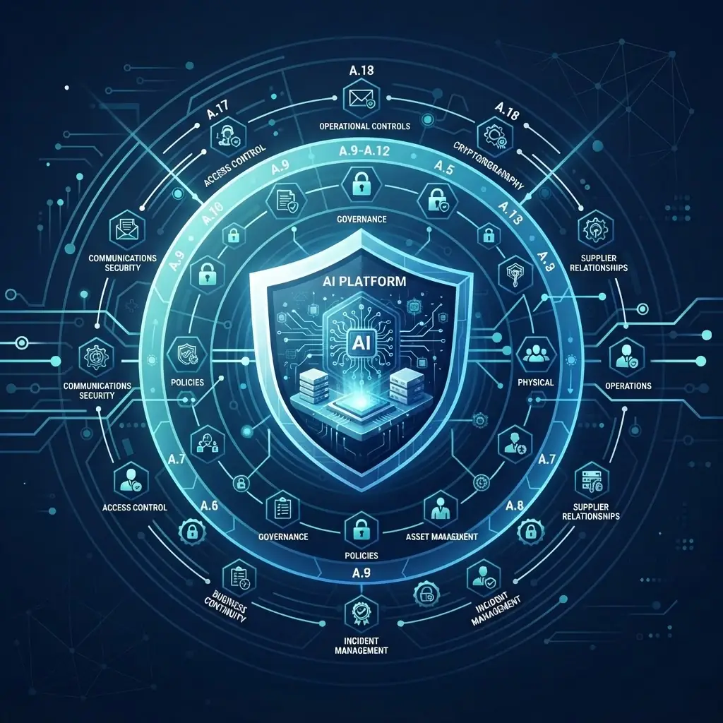 ISO 27001 security framework surrounding an AI system