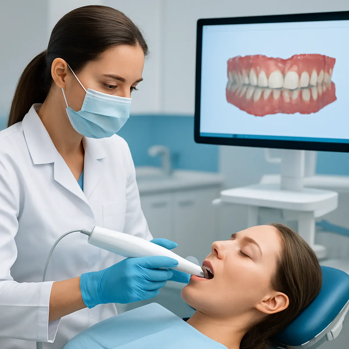 Dentist performing intraoral scanning with the iTero Lumina