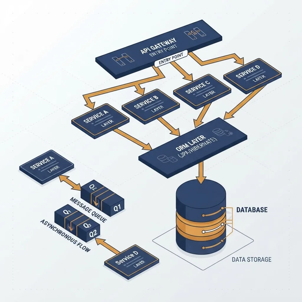 Enterprise Java architecture stack layers