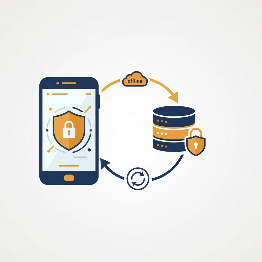 Mobile app security and offline data illustration